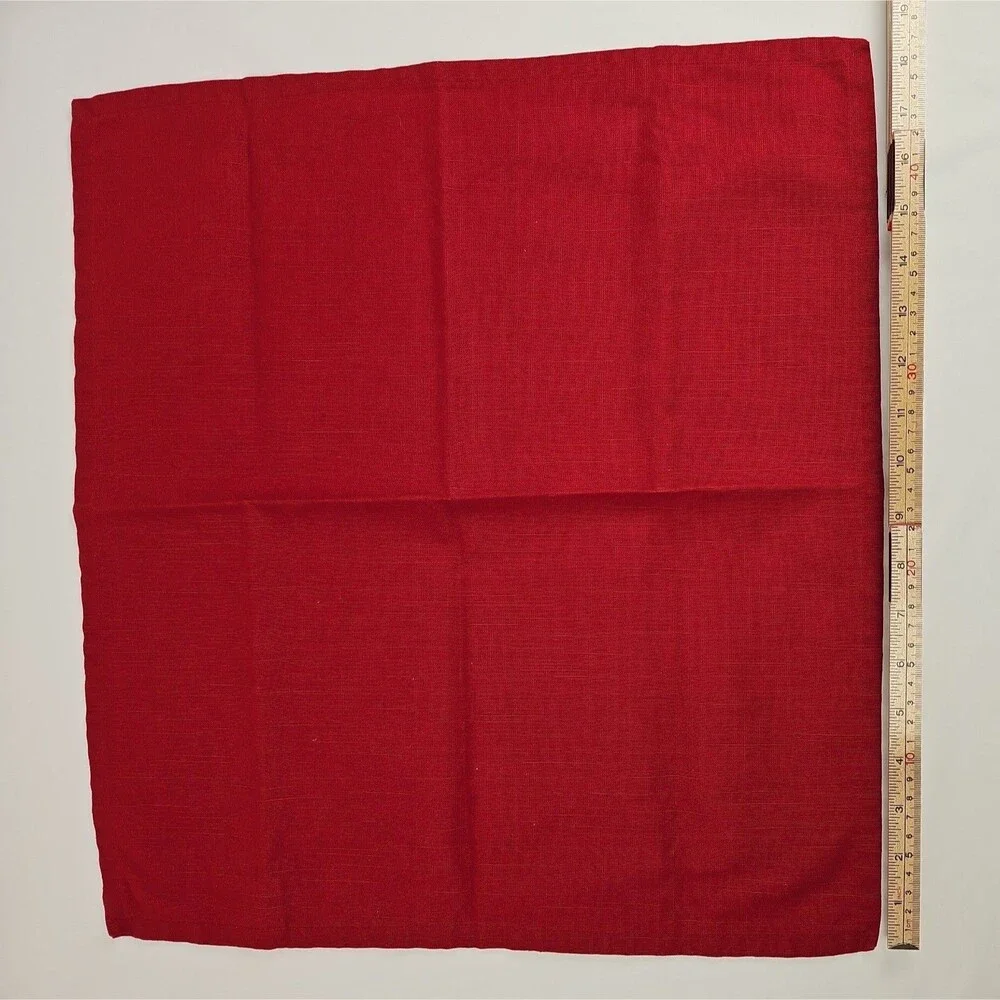 Set of 5 Red Cotton Cloth Dinner Napkins Solid Holiday Table Linens 17x17